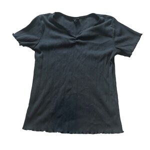 Art Class Girls Ribbed V-Neck Top Black Size XXL 18